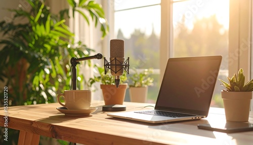 Cozy workspace by a window