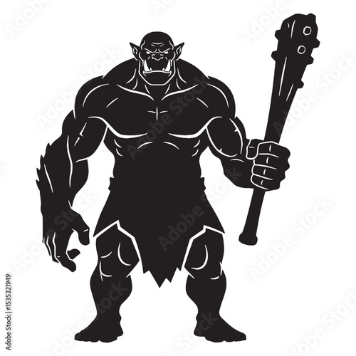 Fantasy Ogre Mythical Giant Figure Vector with Unique Characteristics and Grandeur - ogre silhouette - ogre vector - silhouette of ogre - Ogre illustration
