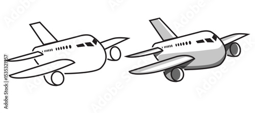 two airpalne icons isolated on transparent background.travel concept clip art vector illustration.airliner,aircraft signs and symbols element.