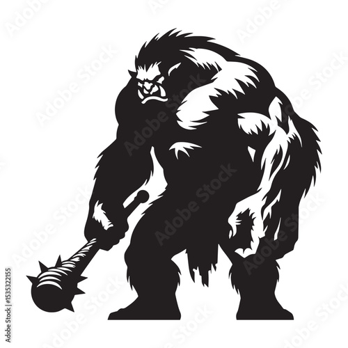 Classic Giant Ogre Vector with Traditional Proportions and Mythological Accuracy - ogre silhouette - ogre vector - silhouette of ogre - Ogre illustration
