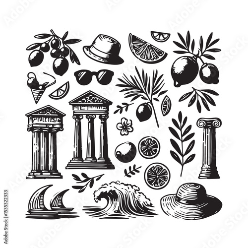 Black and White Photo of Food and Ingredients – Monochrome Culinary Variety