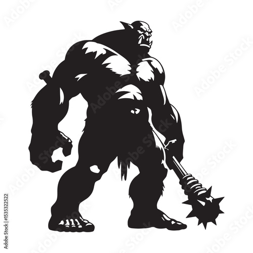 Striking Vector Ogre Mountain Dweller Concept Image with Solid Stance and Rugged Texture - ogre silhouette - ogre vector - silhouette of ogre
