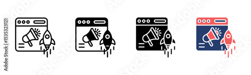 Campaign Launch icon sheet multiple style collection