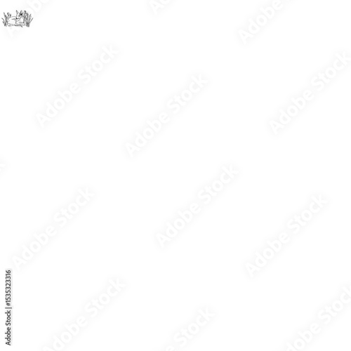 line art illustration of whimsical fawn resting among tulips with closed eyes and flower on head concept of spring easter animal, coquette nature, children's illustration