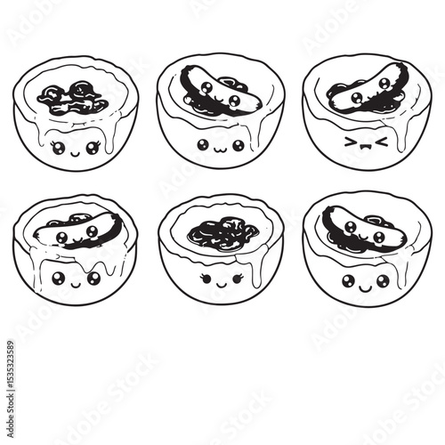 Toad In the Hole black vector bundle.   Toad In the Hole lineart, clipart. Toad In The Hole black Illustrations bundle.Toad In the Hole black  vector