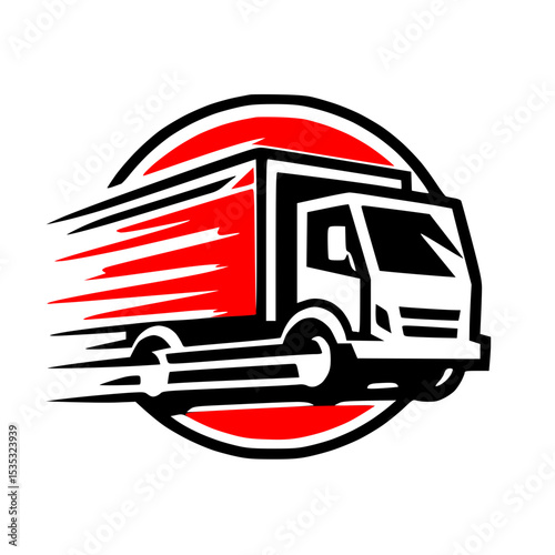 Red delivery van, showing speed and efficiency.