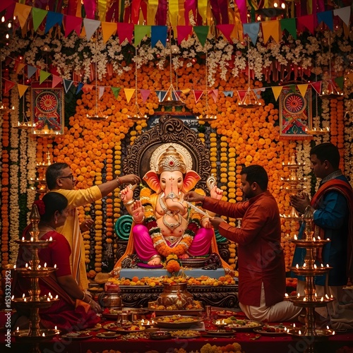 Colorful Ganesh Chaturthi Festival Celebration Photo