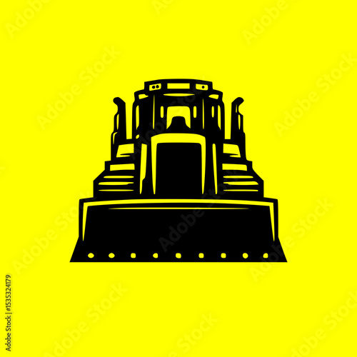 A straightforward frontal view of a bulldozer