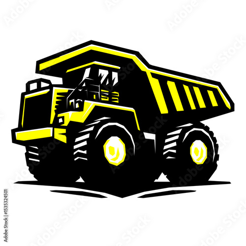 A robust dump truck, emphasizing its capacity for heavy loads