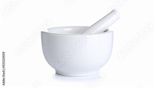 mortar and pestle isolated on white