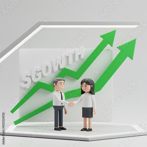 Upward Trend: Partnership Growth, 3D Render
