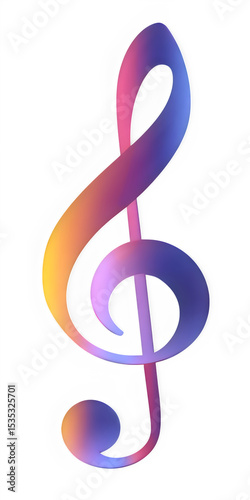 Colorful treble clef music notation symbol melody harmony musical note sheet music song key signature design art on transparent background