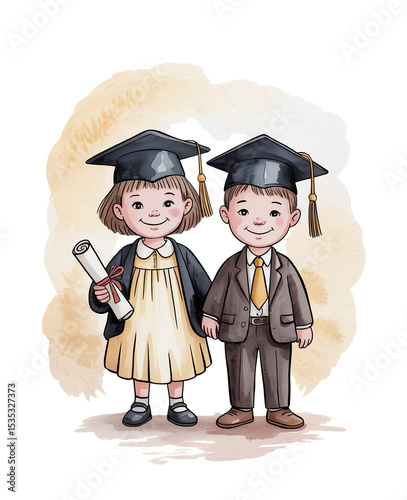 Joyful Graduation Celebration of Two Young Children