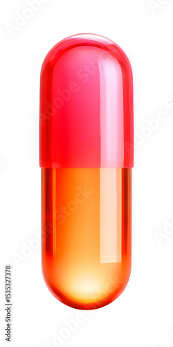 Red and orange capsule pill medication health supplement pharmaceutical drug medicine remedy isolated on black on transparent background