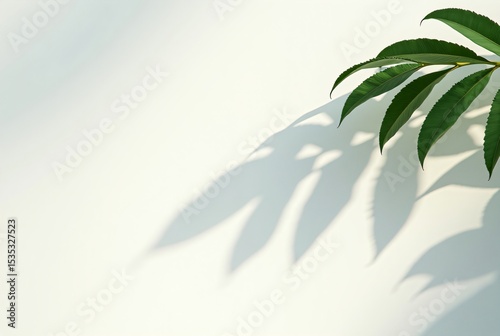Green Leaves Shadow Pattern on White Wall