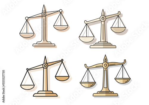 Perfectly balanced scale icon with clean geometry symbolizing balance on a transparent background