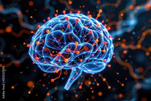 brain made of luminous mesh strands slowly unraveling into a data stream