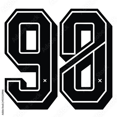 Varsity Style Number 99 Design Bold, Black, and Classic