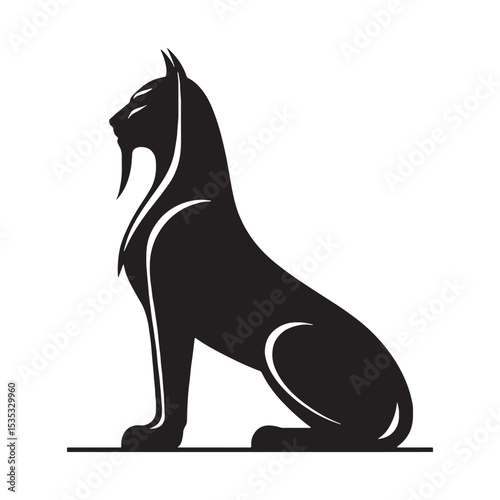 Enigmatic Shadowy Sphinx Guardian of Ancient Secrets Graphic Vector with Regal Posture and Powerful Form - sphinx silhouette - sphinx vector - silhouette of sphinx - mythical hybrid graphic design
