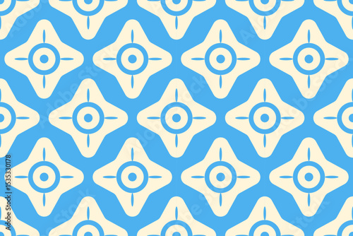Vector Retro seamless abstract geometric floral pattern. Vintage geometric pattern of abstract flowers in 60s style.