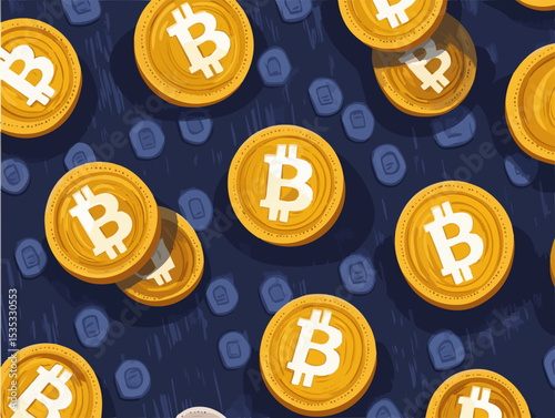 Vector Wallpaper of Bitcoin Symbols on a Dark Background with Modern Digital Aesthetic