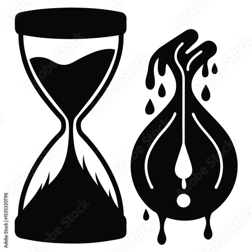 Time is Running Out Hourglass and Melting Idea Concept Illustration