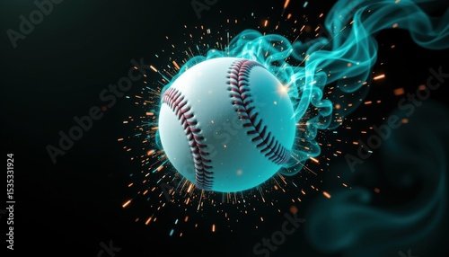 Dynamic Flaming Softball Ball Action in Dramatic Sports Environment with Explosive Visuals