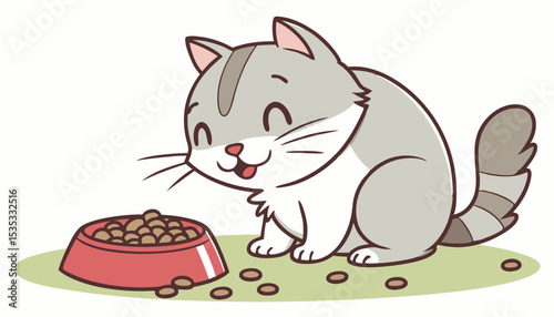 Chubby kitty eating all the treats.           