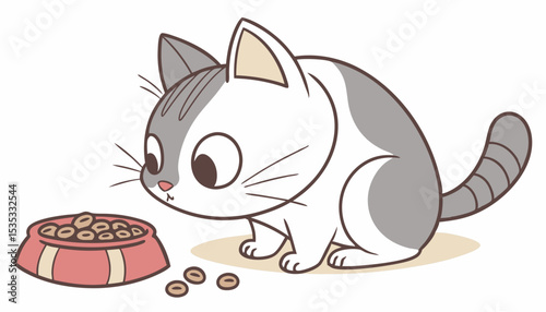 Chubby kitty eating all the treats.           