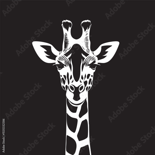 A striking silhouette of a giraffe's head and neck