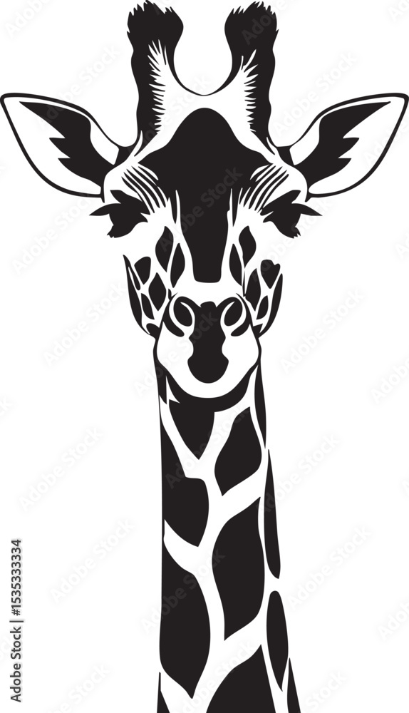 Obraz premium Elegant Black and White Giraffe Silhouette