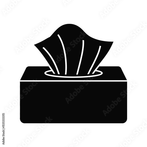 Black silhouette icon of tissue box