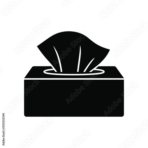 Simple black silhouette icon of tissue box