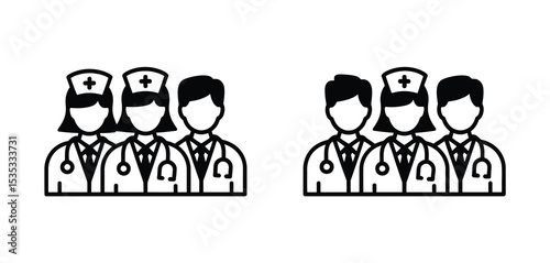 Medical team icons doctors and nurses healthcare professionals