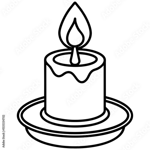 Minimalist Memorial Candle Icon – Line Art Vector