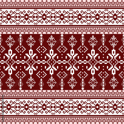 Traditional patterned fabric design, white isolate background