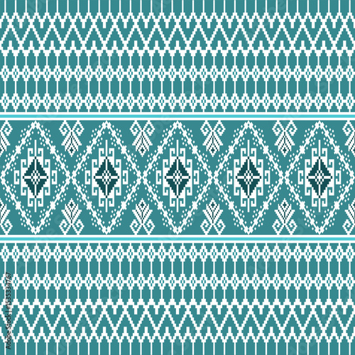 Geometric pattern in teal and white colors
