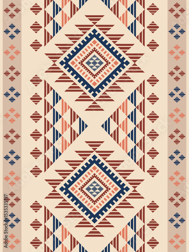 Southwest Native seamless pattern ethnic tribal Aztec geometric Navajo Native American fabric colorful design vector for textile print
