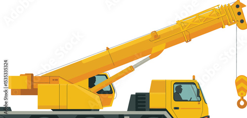 Yellow mobile crane truck illustration