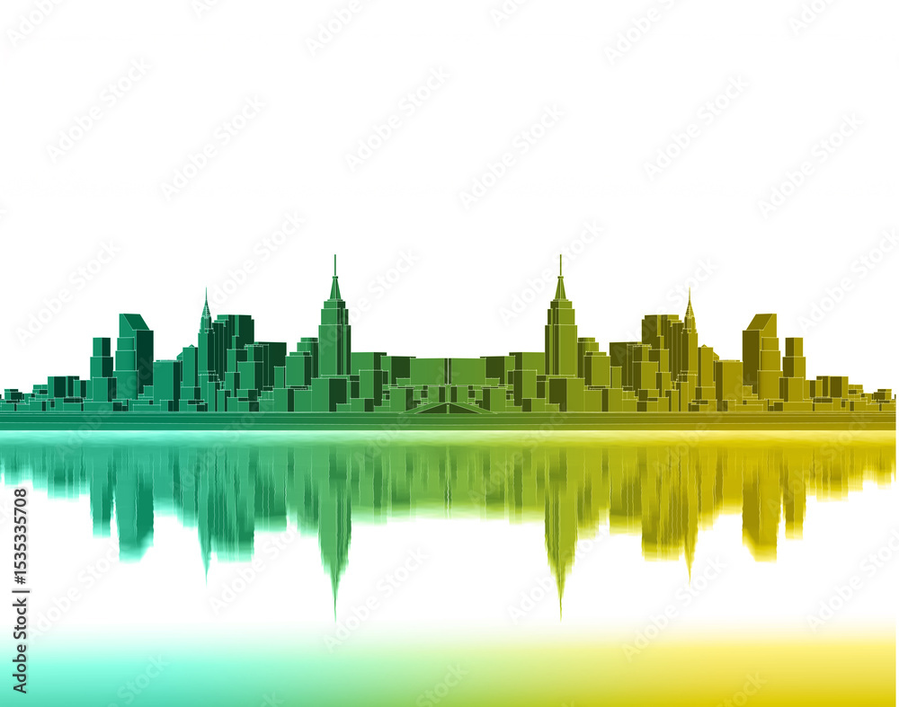 Obraz premium modern city architectural landscape sketch 3d illustration