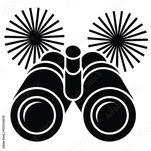 Exploring the World Binoculars Icon,  Adventure and Discovery Symbol
