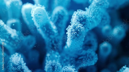 Microscopic blue bubbles abstract background
