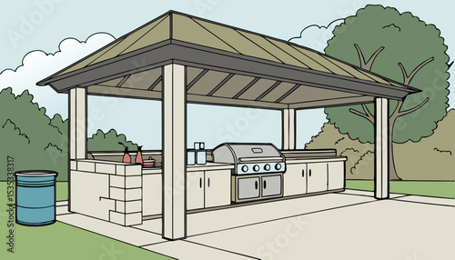 The pavilion also has a large modern grill area for public use with all necessary cooking tools and utensils provided.  