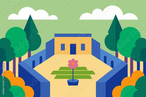 Serene Courtyard Garden A Tranquil Oasis of Nature's Beauty