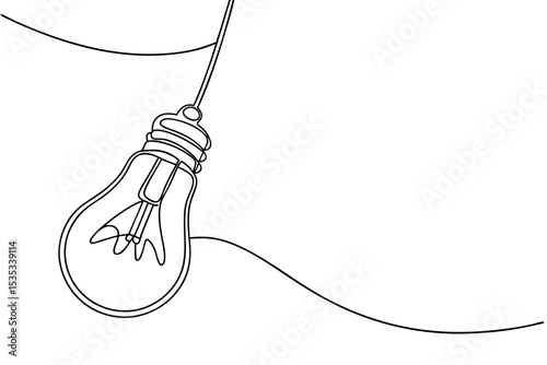 Hanging Light Bulb Minimalist One Line Art