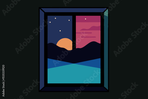 vector illustration of a twilight sky seen 
