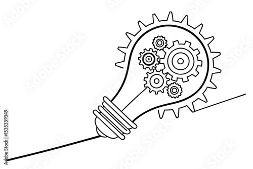 Light Bulb with Gears Symbol of Innovation