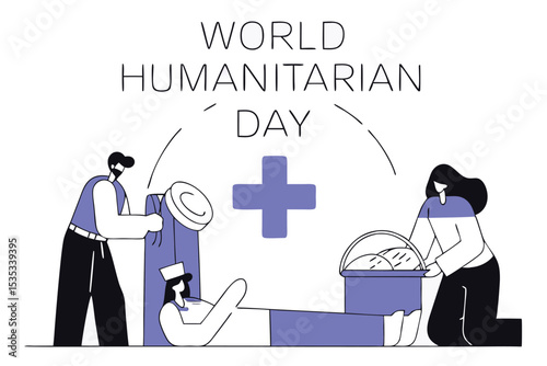 World humanitarian day illustration diverse people working together for global aid