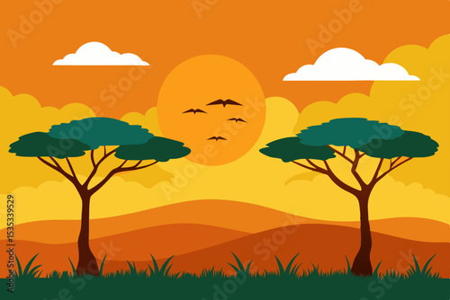 vector illustration of a rural landscape