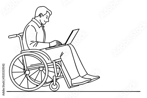 Working Man in Wheelchair Line Art